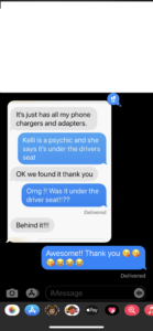 text screenshot of found lost purse